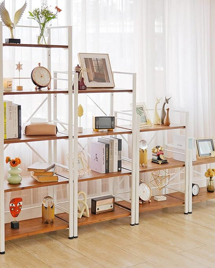 2 Tier White Bookshelf, Real Wood Bookshelf Simply Assembled in 10 Minutes, Metal Book Shelf for Storage, Bookcase for Office Organization and Storage, 12.6 D x 23.62 W x 22.83 H Inches - LeafyLoom