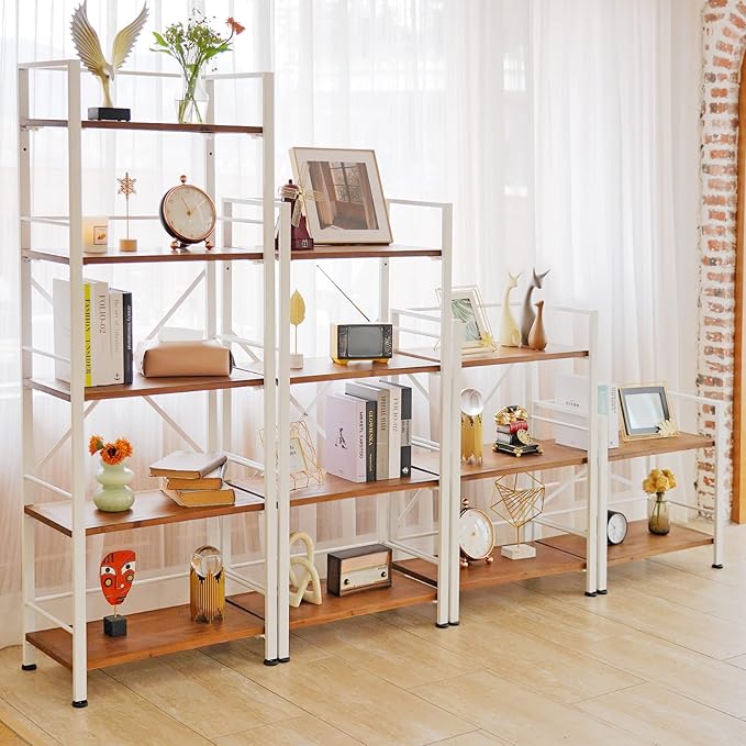 2 Tier White Bookshelf, Real Wood Bookshelf Simply Assembled in 10 Minutes, Metal Book Shelf for Storage, Bookcase for Office Organization and Storage, 12.6 D x 23.62 W x 22.83 H Inches - LeafyLoom