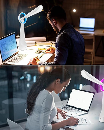 Upgraded LED Desk Lamp with 7 Colours Change, Eye-Caring Table Lamp with USB Charging Port Suitable for Table Bedroom Bedside Office Study,8W (White) - LeafyLoom