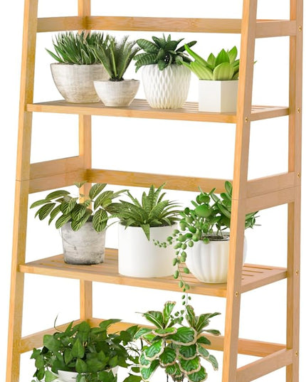 4-Tier Bamboo Ladder Shelf - LeafyLoom