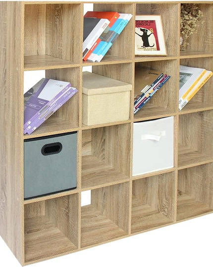 PACHIRA E-Commerce 16 Cube Closet Cabinet, Unit Shelf, Wooden Storage Cube, Bookshelf File Organizer Rack in Living Room, Bedroom, Study, each cube 11.22", OAK - LeafyLoom