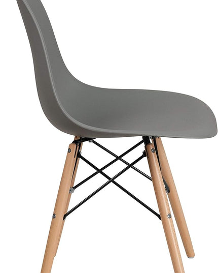 Flash Furniture Elon Series Moss Gray Plastic Chair with Wooden Legs - LeafyLoom
