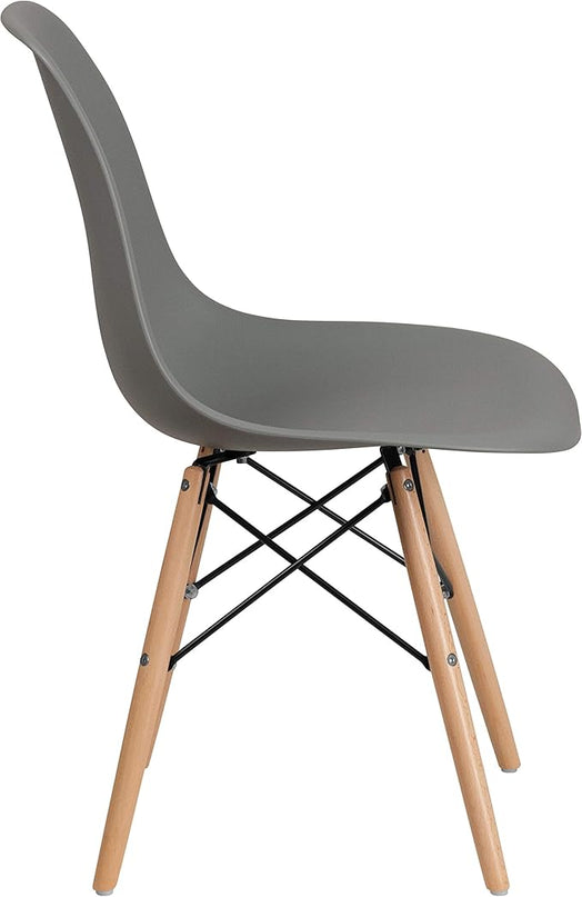 Flash Furniture Elon Series Moss Gray Plastic Chair with Wooden Legs - LeafyLoom