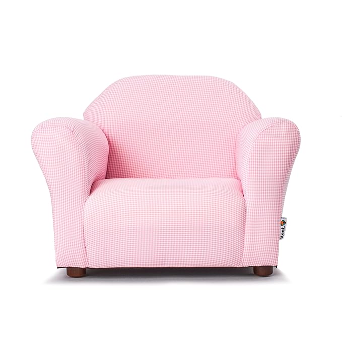 KEET Roundy Kid's Chair, Gingham Chair Only, Pink - LeafyLoom