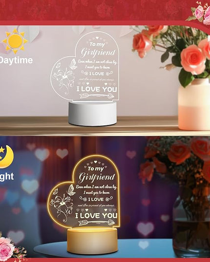 Linkax Romantic Gifts for Girlfriend, Birthday Gifts for Girlfriend from Boyfriend, Unique Heart-shaped Night Light with Love Quotes, I Love You Gift for Her, Anniversary Christmas Gift for Girlfriend - LeafyLoom