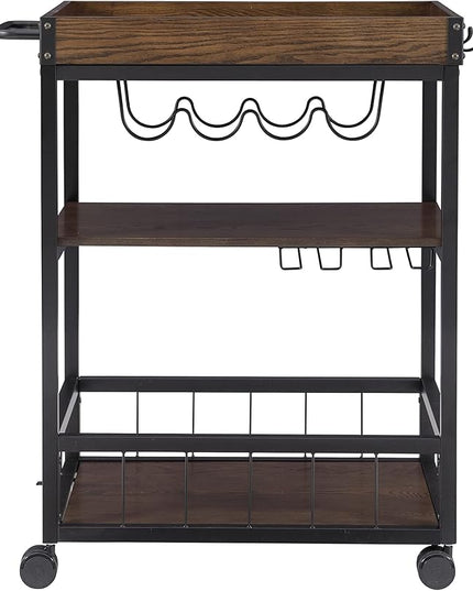 Linon Austin Kitchen Cart, 30.5"W x 18.13"D x 36.25"H, Black - LeafyLoom