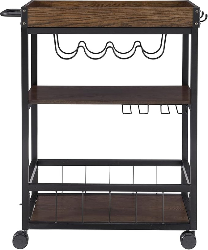 Linon Austin Kitchen Cart, 30.5"W x 18.13"D x 36.25"H, Black - LeafyLoom