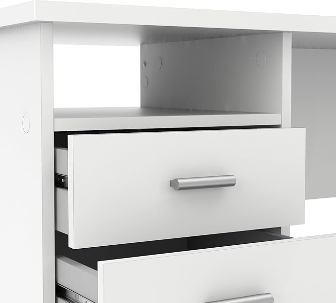 Tvilum Desk with 4 Drawers, White - LeafyLoom