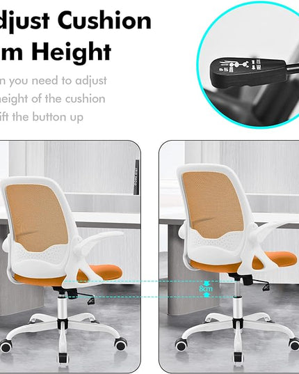 KERDOM Office Chair, Ergonomic Desk Chair, Breathable Mesh Computer Chair, Comfy Swivel Task Chair with Flip-up Armrests and Adjustable Height - LeafyLoom