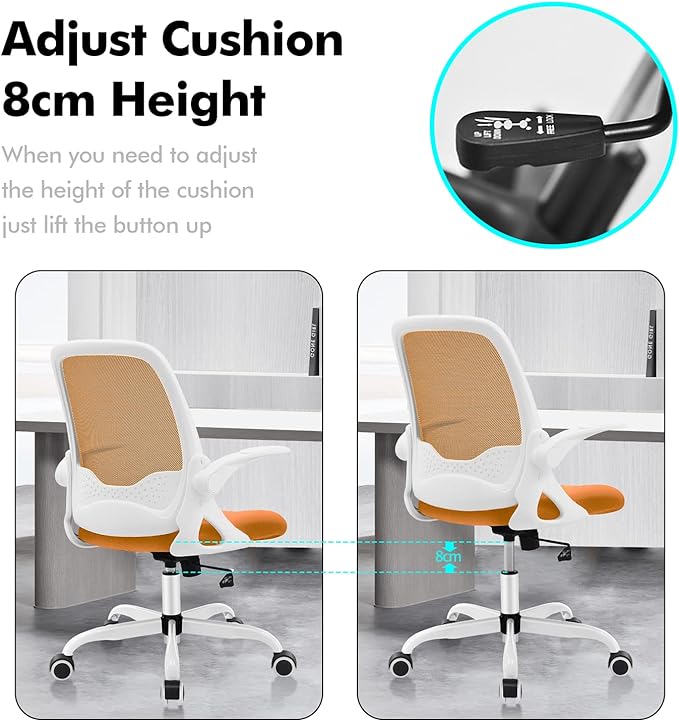 KERDOM Office Chair, Ergonomic Desk Chair, Breathable Mesh Computer Chair, Comfy Swivel Task Chair with Flip-up Armrests and Adjustable Height - LeafyLoom