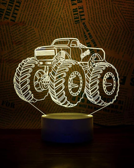 3D Lamp for Child Monster Truck Series Nightlamp Bedside Lamps 7 Colors Illusion for Child Night Light Lamps for Child Room Lamp As Gift Ideas for Boys or Kids - LeafyLoom