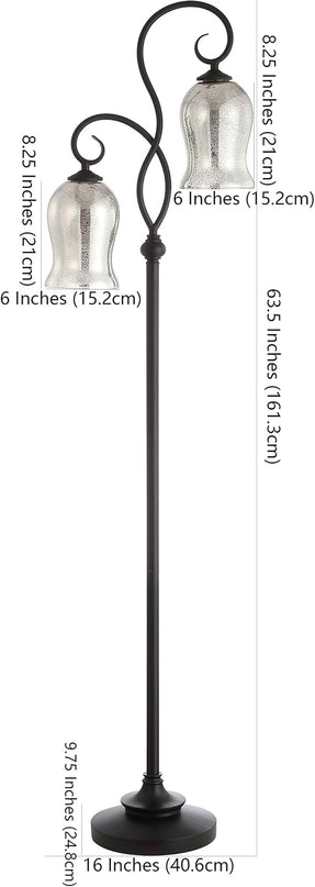 Safavieh FLL4058A Claudia Black 63.5-inch 2-Light (LED Bulbs Included) Floor Lamp - LeafyLoom