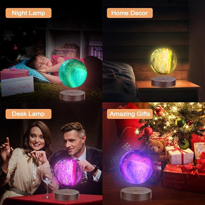 VGAzer Levitating Moon Lamp Floating and Spinning in Air Freely with 16 Colors LED Galaxy Moon Lamp Lights,Unique Gift & Decorative Lamp for Kids Lover Friends - LeafyLoom