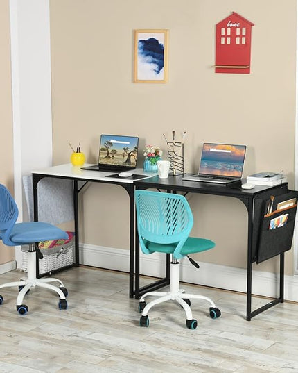 FurnitureR 31.5 inch Small Study Writing Table with Storage Bag Space Saving for Home Office, Modern PC Metal Frame Computer Desk, Black - LeafyLoom
