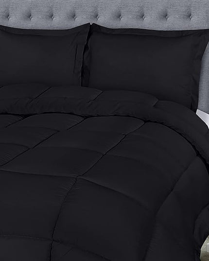 Utopia Bedding Queen Size Comforter Set with 2 Pillow Shams, Bedding Comforter Sets, Down Alternative Black Comforter, Soft and Comfortable, Machine Washable (Pack of 4) - LeafyLoom
