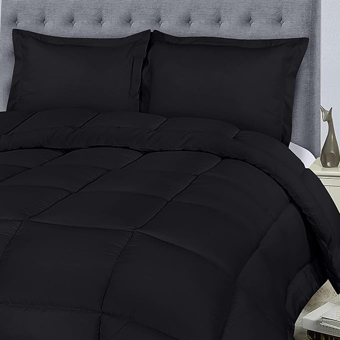 Utopia Bedding King Size Comforter Set with 2 Pillow Shams, Bedding Comforter Sets, Down Alternative Black Comforter, Soft and Comfortable, Machine Washable (Pack of 3) - LeafyLoom
