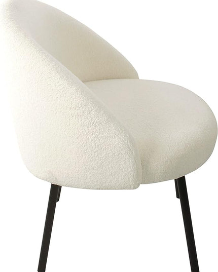Homepop Home Decor Upholstered Modern Accent Chair Accent Chairs for Living Room & Bedroom Decorative Home Furniture, Sherpa Cream - LeafyLoom