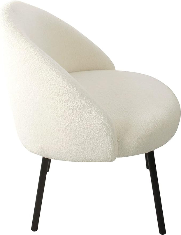 Homepop Home Decor Upholstered Modern Accent Chair Accent Chairs for Living Room & Bedroom Decorative Home Furniture, Sherpa Cream - LeafyLoom