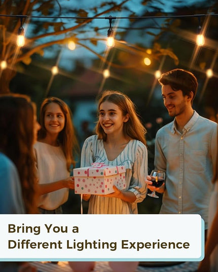 XMCOSY+ Smart LED Outdoor String Lights, 123Ft Patio Lights with 40 Shatterproof Dimmable Edison Bulbs, WiFi & App Control, Work with Alexa, IP65 Waterproof String Light for Outside Bistro Porch XMcosy