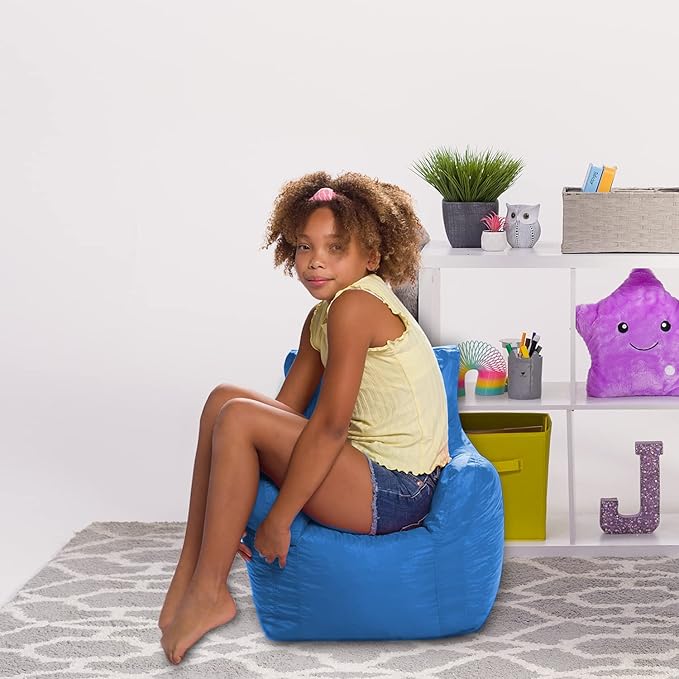 Posh Creations Bean Bag Structured Seat for Toddlers and Kids, Comfy Chair for Children, Pasadena, Royal Blue - LeafyLoom