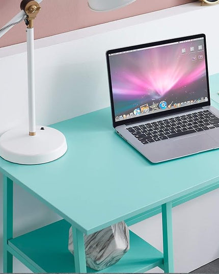 VECELO 43 Inch Computer Modern Student Writing home-office, Ladder Desk, Blue +Blue Leg - LeafyLoom