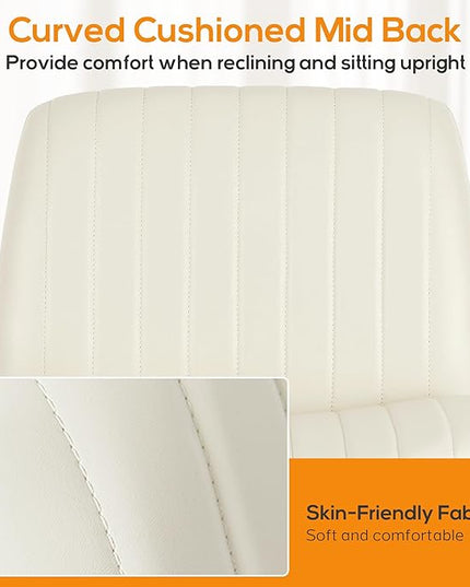 Criss Cross Chair, Cross Legged Office Chair, Wide Comfty Desk Chair, No Wheels Armless Computer Task Chair, Swivel Vanity Home Chair, Height Adjustable - LeafyLoom