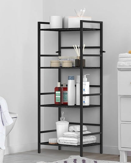 CADUKE Bookshelf with Storage Black Bookcase Shelf Industrial Wooden Bookshelves 4 Tier Office Book Shelf Organizers and Storage Etagere Shelves for Living Room Bedroom - LeafyLoom