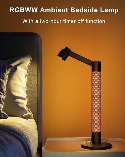 LED Desk/Task Lamp for Home Office, 600LM Eye-Caring Reading Light, 360°Rotatable Swing Arms, Dimmable Table Lamp with Atmosphere Lighting for Desk Bedside - LeafyLoom