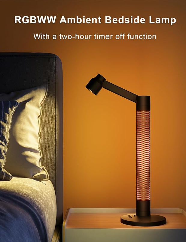 LED Desk/Task Lamp for Home Office, 600LM Eye-Caring Reading Light, 360°Rotatable Swing Arms, Dimmable Table Lamp with Atmosphere Lighting for Desk Bedside - LeafyLoom