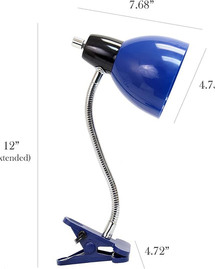 Simple Designs LD2014-BLU Adjustable Desk Clip Lamp Light, for Desks, Nightstands, Reading, Blue - LeafyLoom