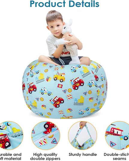 Bean Bag Chair for Kids Stuffed Animal Storage Beanbag Chairs,Toddler Toy Storage Organizer for Girls and Boys,Large 32'' Cover Only（No Filling - LeafyLoom