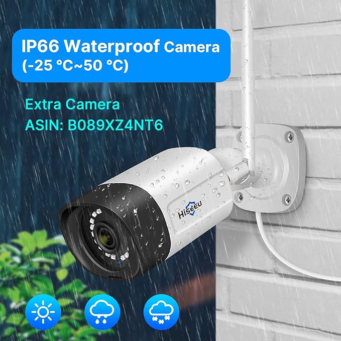 Hiseeu 5MP Wireless Pro Security Camera System with 12" LCD Monitor and 3T HDD Outdoor Use 24/7 Recording Motion Detection Color Night Vision 2 Way Audio Expandable 10CH 8MP NVR Plug and Play Hiseeu