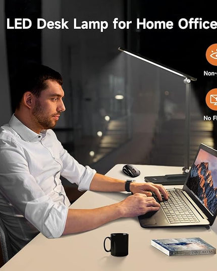 Mubarek Desk Lamp,15 Modes LED Desk Light,500 Lumen LED Lamp,Dimmable LED Table Lamp,Desk Lamps Office Accessories,Adjustable&Foldable Reading Lamp,Desk Light,LED Desk Lamp for Study Lamp,Bedside Lamp - LeafyLoom