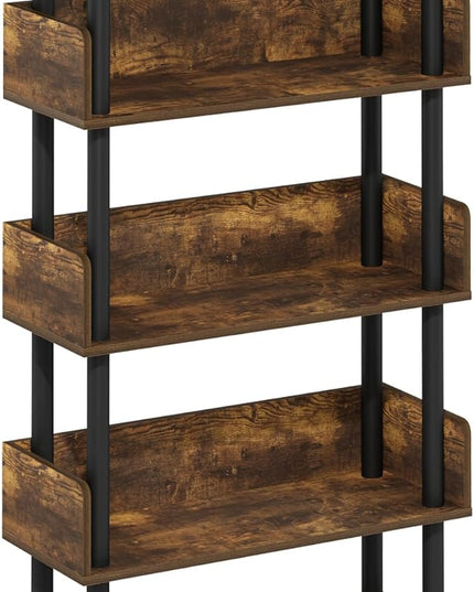 Furinno Turn-N-Tube 5-Tier Toolless Display Rack, Amber Pine/Black - LeafyLoom