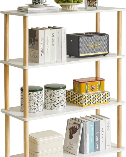 IBUYKE 4-Tier Wooden Open Bookcase - Modern Freestanding Bookshelf Storage Organizer,Standing Shelf Units,Multifunctional Display Stand for Bedroom, Living Room and Home Office, White WBC004W - LeafyLoom