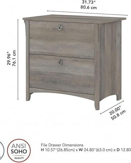 Bush Furniture Salinas 2 Drawer Lateral File Cabinet in Driftwood Gray - LeafyLoom