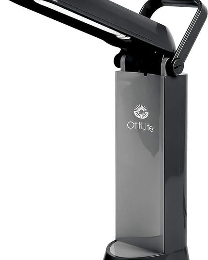 OttLite Folding Task Lamp, Black – Multi-Position Shade, Fold-Up Design, Portable Handle, Low Heat, Low Glare Illumination, Fits Desks & Workstations - LeafyLoom