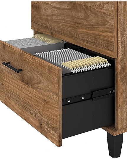 Bush Furniture Somerset 2-Drawer Lateral File Cabinet, Letter/Legal, Fresh Walnut, 30-inch (WC81380) - LeafyLoom