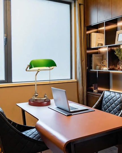 Green Bankers Desk lamp for Home Office Vintage Desk Retro lamp Workplace Lighting Piano Light Bedside lamp Pull Rope Switch，Glass lampshade，UL Certified lamp Holder, Wire - LeafyLoom