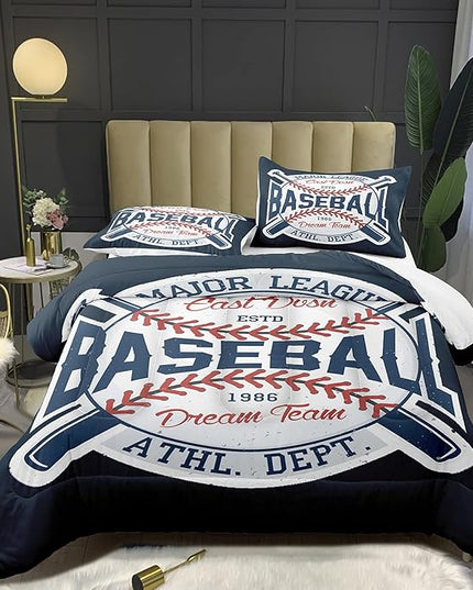 Bodhi Boys Comforter Set Full Size,Sports Comforter for Boys,Baseball Comforter Set Full,Baseball Bedding Set for Kids,Teen Comforter Bedding Set Full with Pillowcases - LeafyLoom