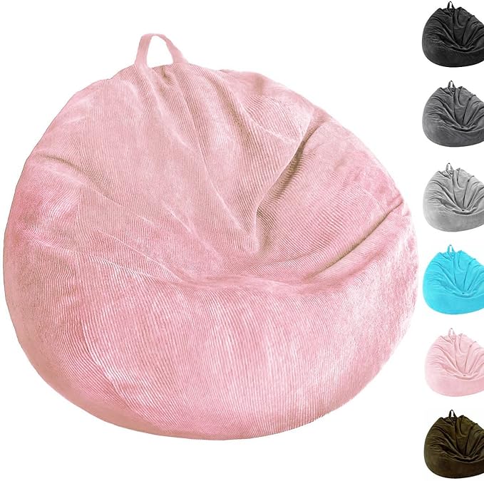 Kisoy Bean Bag Chair Cover (No Filler) Stuffed Animal Storage Bean Bag Cover Pets Dogs/Cats Lazy Beds. Washable Ultra Soft Corduroy Stuffed for Organizing Plush Toys or Textile, Sack Bean Bag - LeafyLoom
