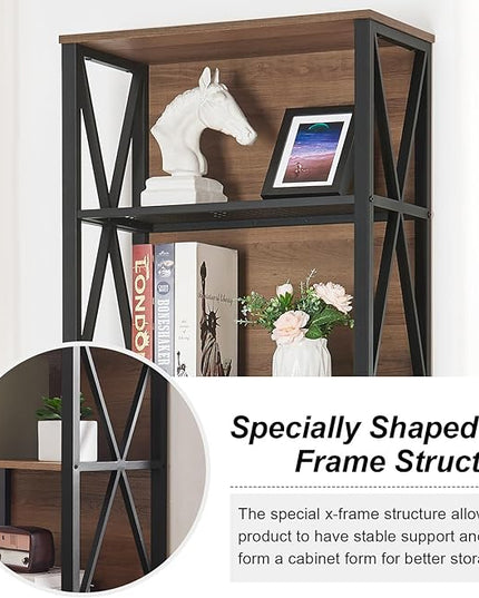 HOMISSUE Bookshelf, 7-Tier Bookshelf, Rustic Wood Metal Bookshelves and Bookcases, Freestanding Open Bookshelf, Industrial Tall Bookcase for Home Office, Living Room and Bedroom, Vintage Brown - LeafyLoom