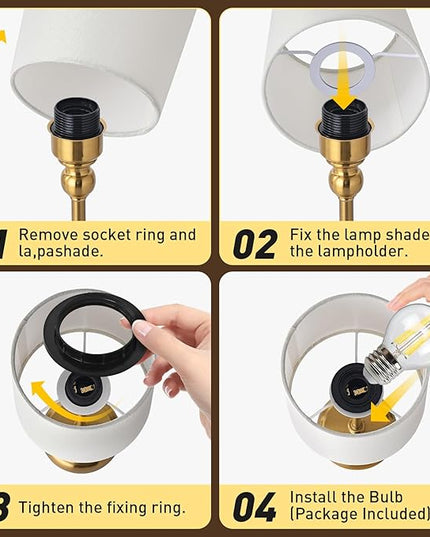 Cordless LED Table Lamp, 6000mAh Rechargeable Bedside Night Lamp for Bedroom, Portable Touch Stepless Dimmable Battery Operated Lamp, Ambient Light for Patio Restaurant(‎Antique Brass S) - LeafyLoom
