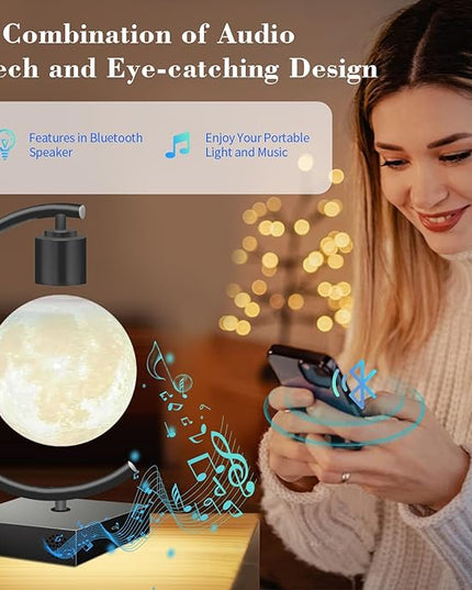 Levitating Moon Lamp with Cool Bluetooth Speaker and 3D-printed Floating Moon Ideal Gift for Friends Families on Holiday - LeafyLoom