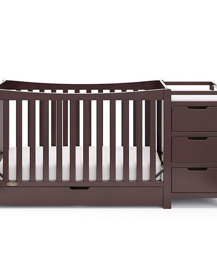 Graco Remi 4-In-1 Convertible Crib & Changer With Drawer (Espresso) – GREENGUARD Gold Certified, Crib And Changing-Table Combo, Includes Changing Pad, Converts To Toddler Bed, Full-Size Bed - LeafyLoom