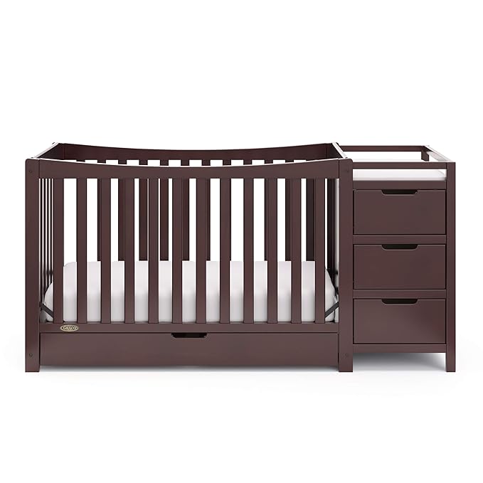 Graco Remi 4-In-1 Convertible Crib & Changer With Drawer (Espresso) – GREENGUARD Gold Certified, Crib And Changing-Table Combo, Includes Changing Pad, Converts To Toddler Bed, Full-Size Bed - LeafyLoom