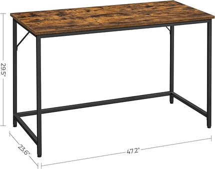VASAGLE Computer Desk, Gaming Desk, Home Office Desk, for Small Spaces, 23.6 x 47.2 x 29.5 Inches, Industrial Style, Metal Frame, Rustic Brown and Black ULWD039B01 - LeafyLoom