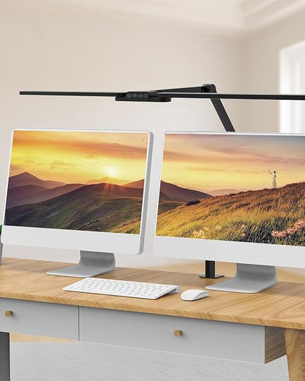 Transformable LED Desk Lamp, 37.4" Architect Desk Light with Clamp, 3 Light Bars for Home Office, 24W Ultra Bright Auto Dimming 5 CCT Modes & 5 Brightness Levels Table Light for L Shaped Desk - LeafyLoom
