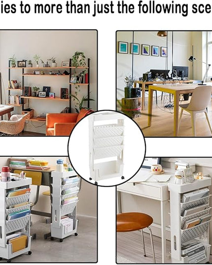 5 Tier Book Rack Storage Bookshelf,Rolling Small Bookshelf for Small Spaces with Double Sided Storage,Kids Bookshelf for Childrens Students in The Classroom Bedroom Library Study - LeafyLoom