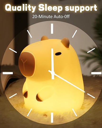 Capybara Night Light, Soft Silicone Capybara Lamp for Kids, Cute Capybara Gifts, Portable and Rechargeable Touch Control Kawaii Animal Lamp, Birthday Gifts for Boys Girls - LeafyLoom